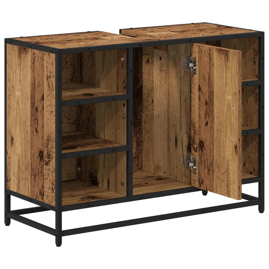 Cabinet de salle de bain avec porte Bois Ancien 80 x 33 x 60 cm - 5