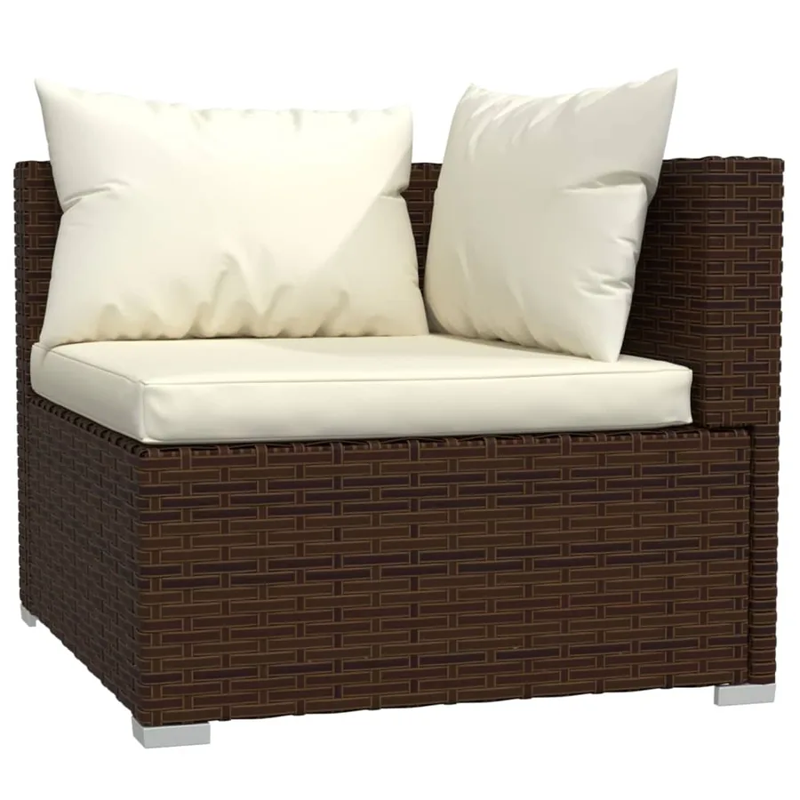 Salon de jardin 3 pcs avec coussins Marron Résine tressée - 5