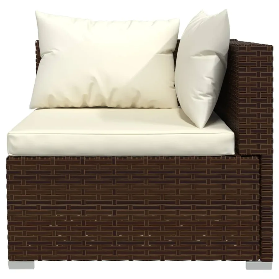 Salon de jardin 3 pcs avec coussins Marron Résine tressée - 6