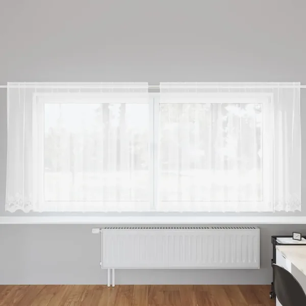 Rideau en Dentelle Floral Blanc 180 x 300 cm Polyester