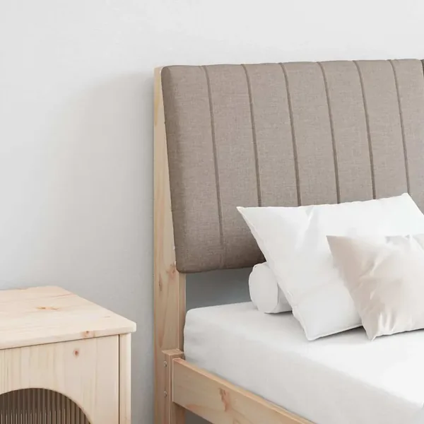 Tête de lit capitonnée Taupe 140 cm Pin massif