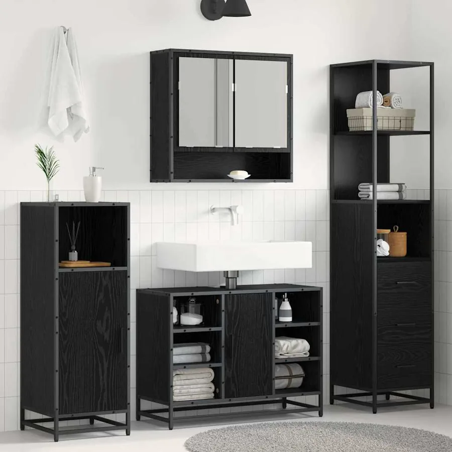 Ensemble de mobilier de salle de bain avec tiroir Chêne noir