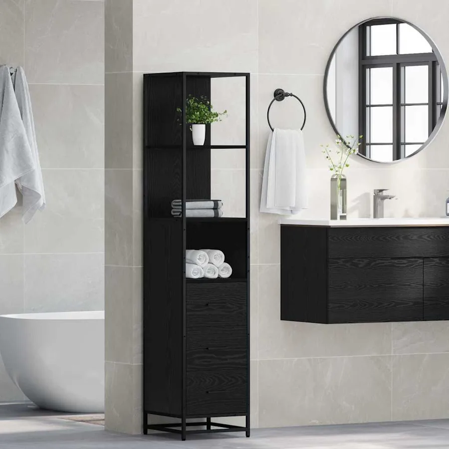 Ensemble de mobilier de salle de bain avec tiroir Chêne noir - 4