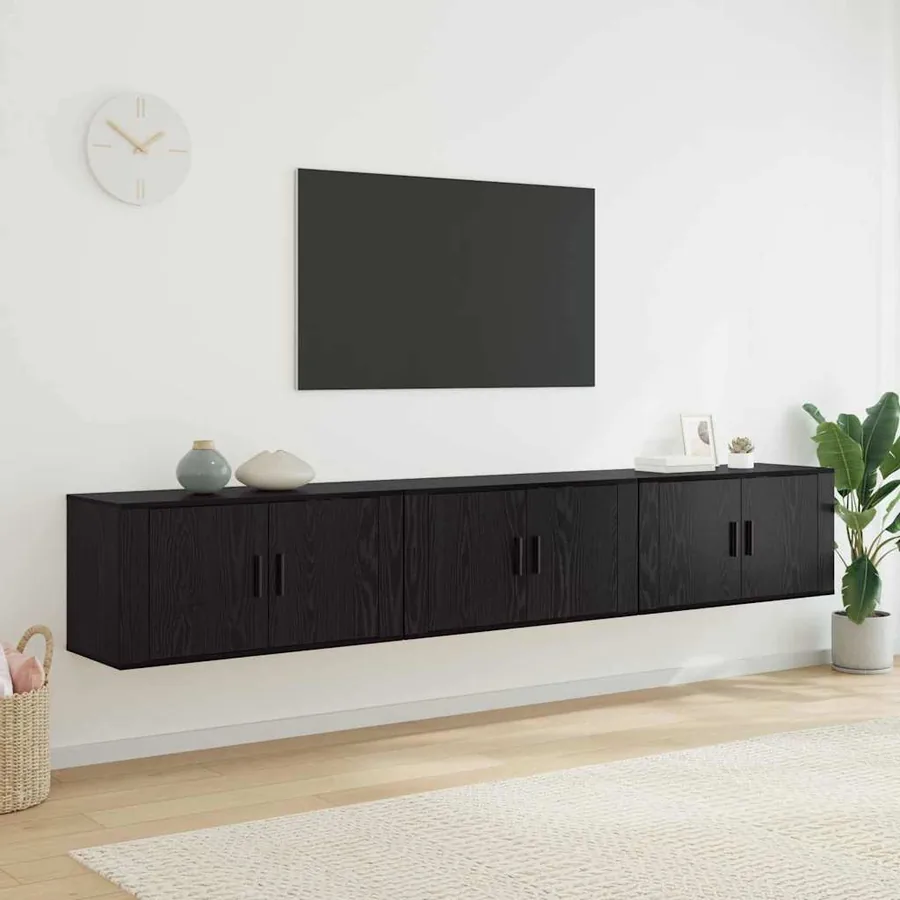 Ensemble de meuble TV mural 3 pcs Chêne noir 80 x 34,5 x 40 cm