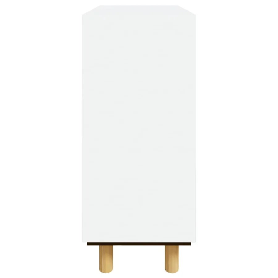 Buffet Blanc 60x30x70 cm Bois de pin massif et rotin naturel - 6