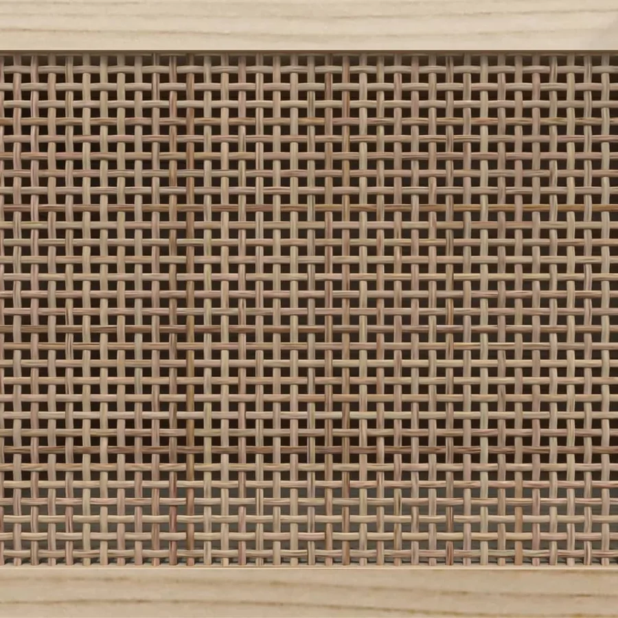 Buffet Blanc 60x30x70 cm Bois de pin massif et rotin naturel - 7