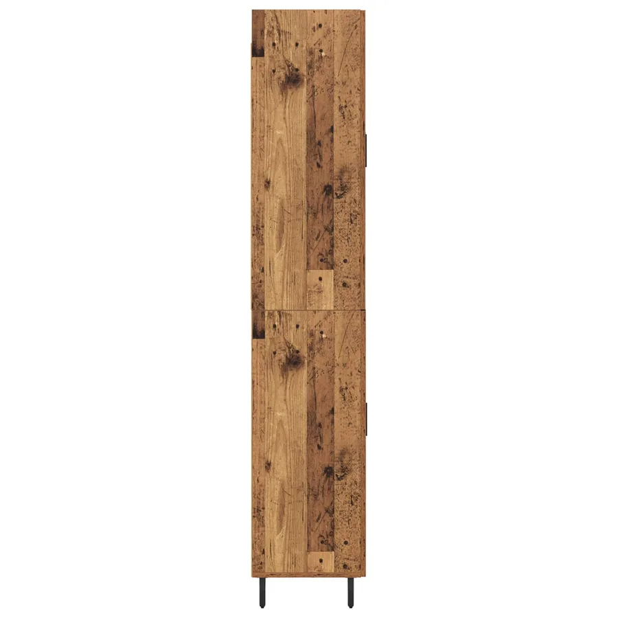 Haut Armoire 2 pcs Bois Ancien Bois Aggloméré et Verre - 9