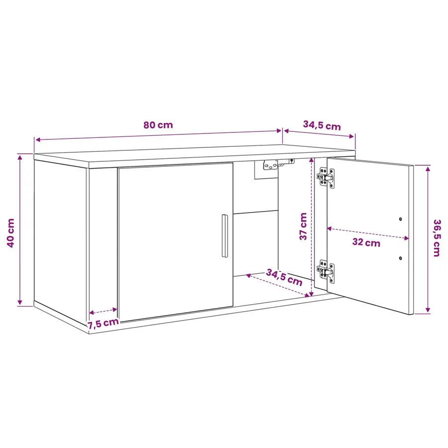 Ensemble de meuble TV mural 3 pcs Bois Ancien 80 x 34,5 x 40 cm - 8