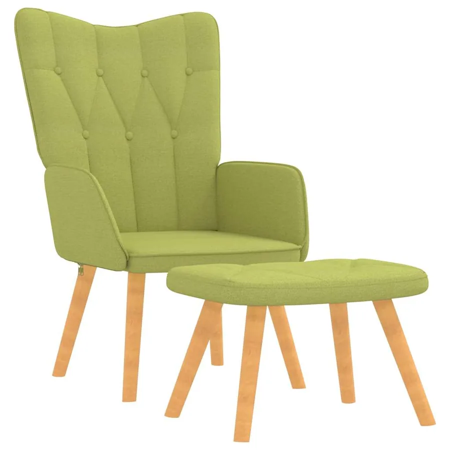 Chaise de relaxation avec tabouret Vert Tissu - 2
