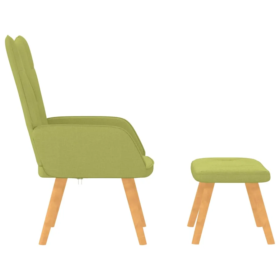 Chaise de relaxation avec tabouret Vert Tissu - 3