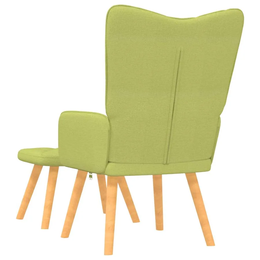 Chaise de relaxation avec tabouret Vert Tissu - 4