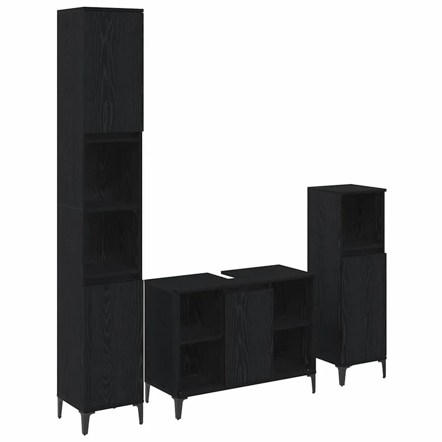 Ensemble de mobilier de salle de bain 3 pcs Chêne noir - 2