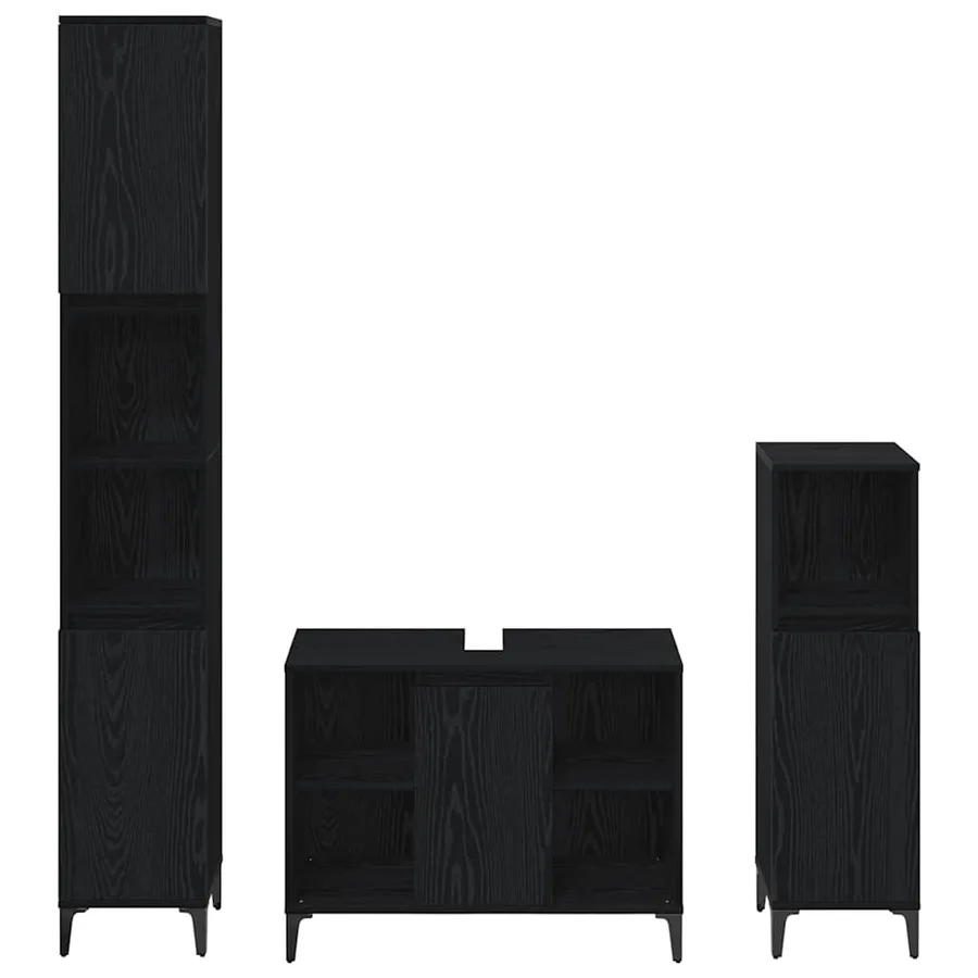 Ensemble de mobilier de salle de bain 3 pcs Chêne noir - 9