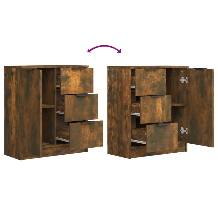 Buffets 2 pcs Chêne fumé 60x30x70 cm Bois d'ingénierie - 7