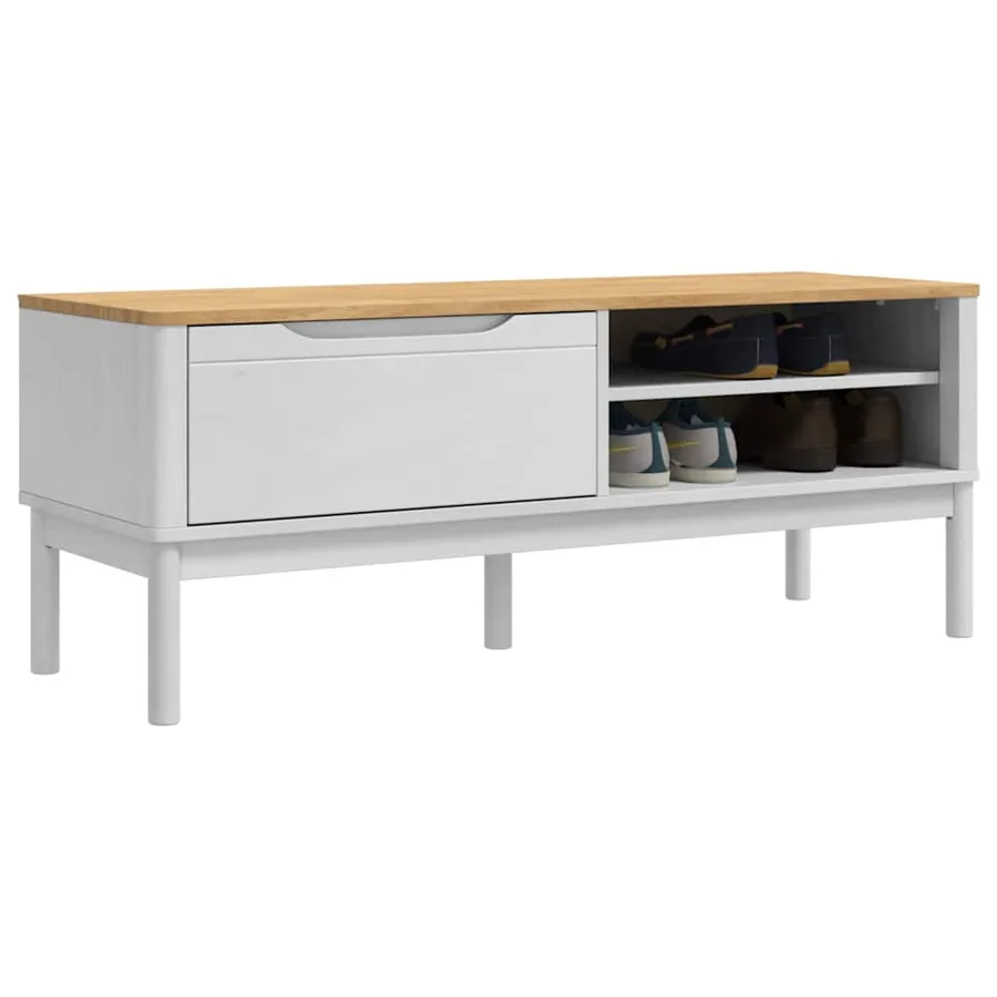 Banc de couloir FLORO Blanc 115 x 40 x 45 cm Bois de Pin Massif - 3