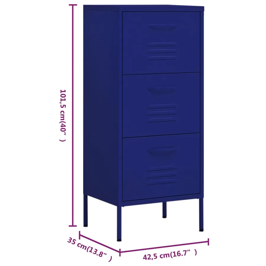 Armoire de rangement Bleu marine 42,5x35x101,5 cm Acier - 10
