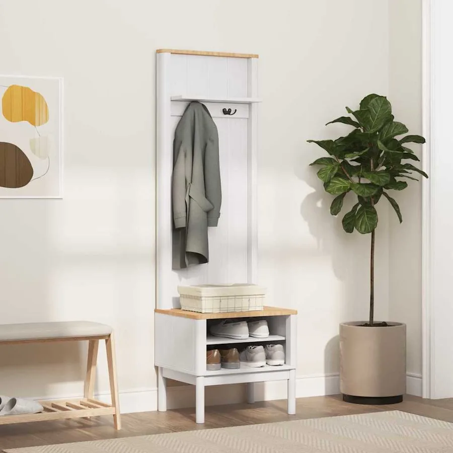 Meuble de couloir avec étagère FLORO Blanc 50 x 40 x 158 cm - 4