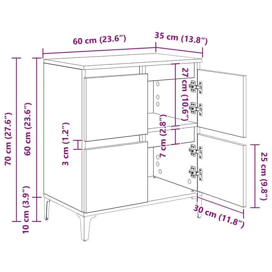Buffet Bois Ancien 60 x 35 x 70 cm Bois d'ingénierie et fer - 14