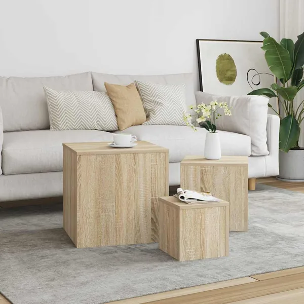 Tables d'appoint 3 pcs Chêne Sonoma Aggloméré