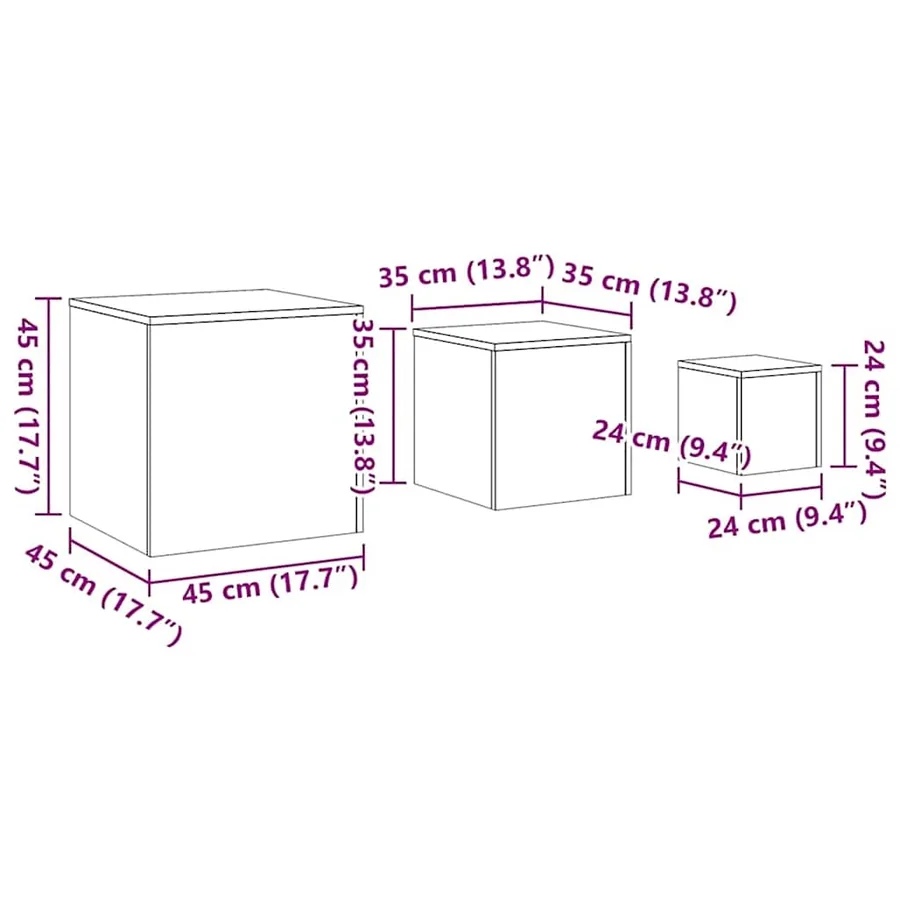 Tables d'appoint 3 pcs Chêne Sonoma Aggloméré - 10