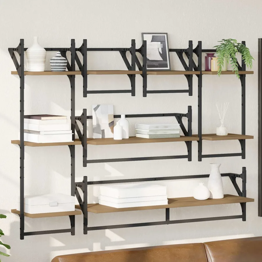 Ensemble d'étagères murales Montage mural 6 pcs Chêne artisanal