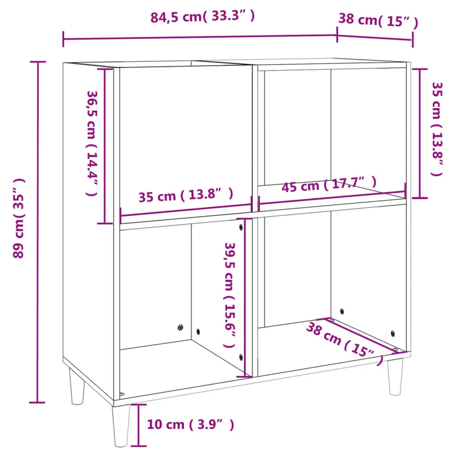 Armoire à disques blanc 84,5x38x89 cm bois d'ingénierie - 9