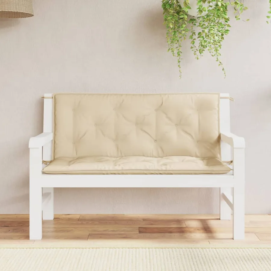 Coussins de banc jardin lot de 2 beige 120x50x7 cm tissu Oxford