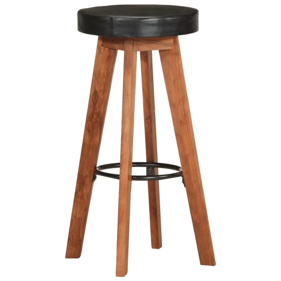 Tabourets de bar 2 pcs Cuir véritable et bois d'acacia solide - 10