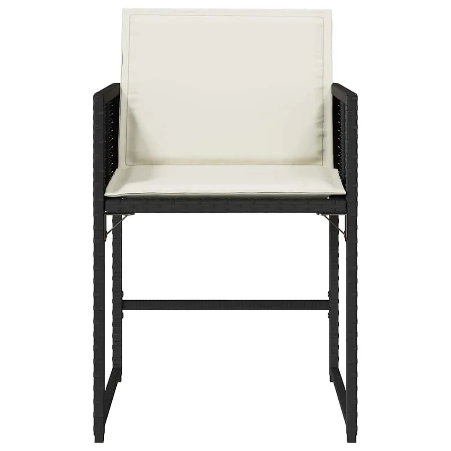 Chaises de jardin lot de 4 avec coussins noir résine tressée - 5