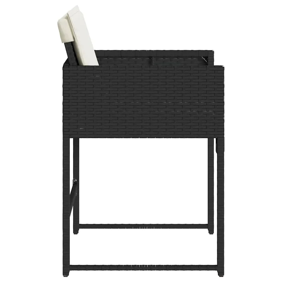 Chaises de jardin lot de 4 avec coussins noir résine tressée - 6