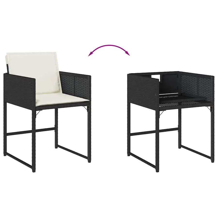 Chaises de jardin lot de 4 avec coussins noir résine tressée - 8