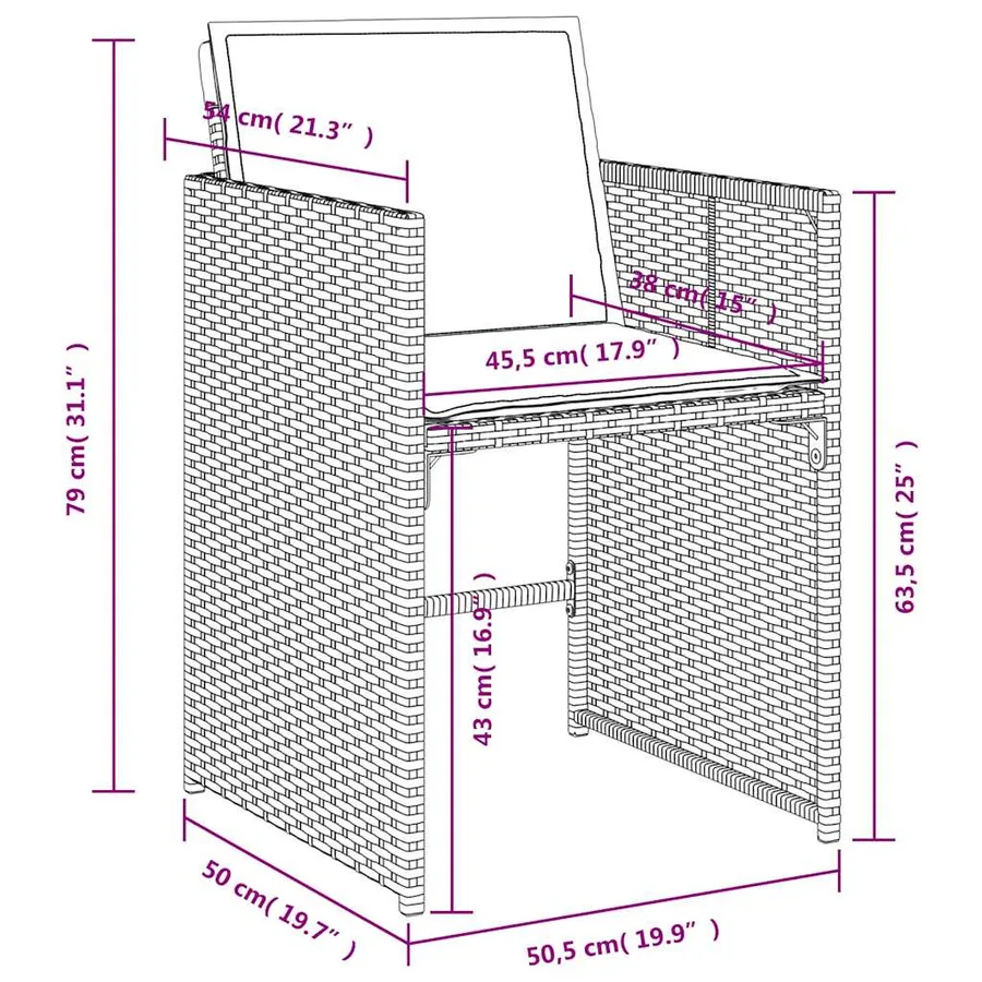 Chaises de jardin lot de 4 avec coussins noir résine tressée - 12