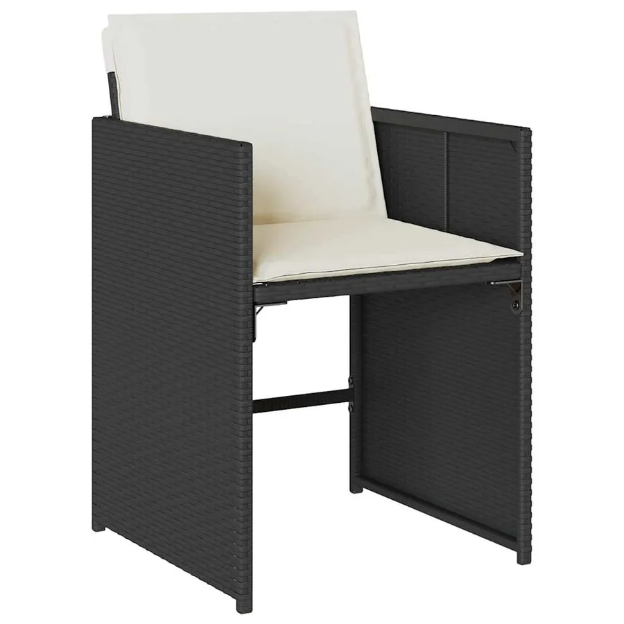 Chaises de jardin lot de 4 avec coussins noir résine tressée - 4