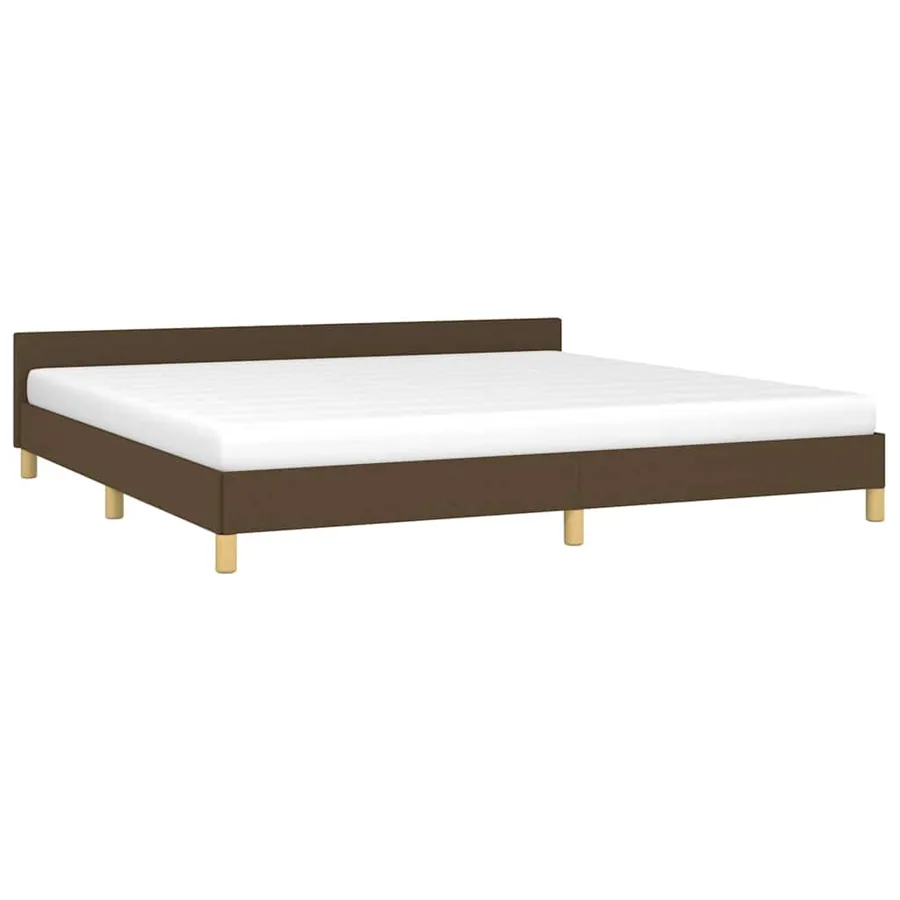 Cadre de lit sans matelas marron foncé 200x200 cm tissu - 3