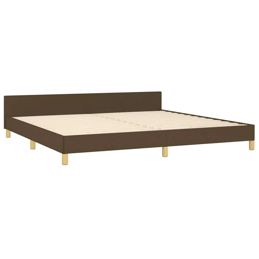 Cadre de lit sans matelas marron foncé 200x200 cm tissu - 4