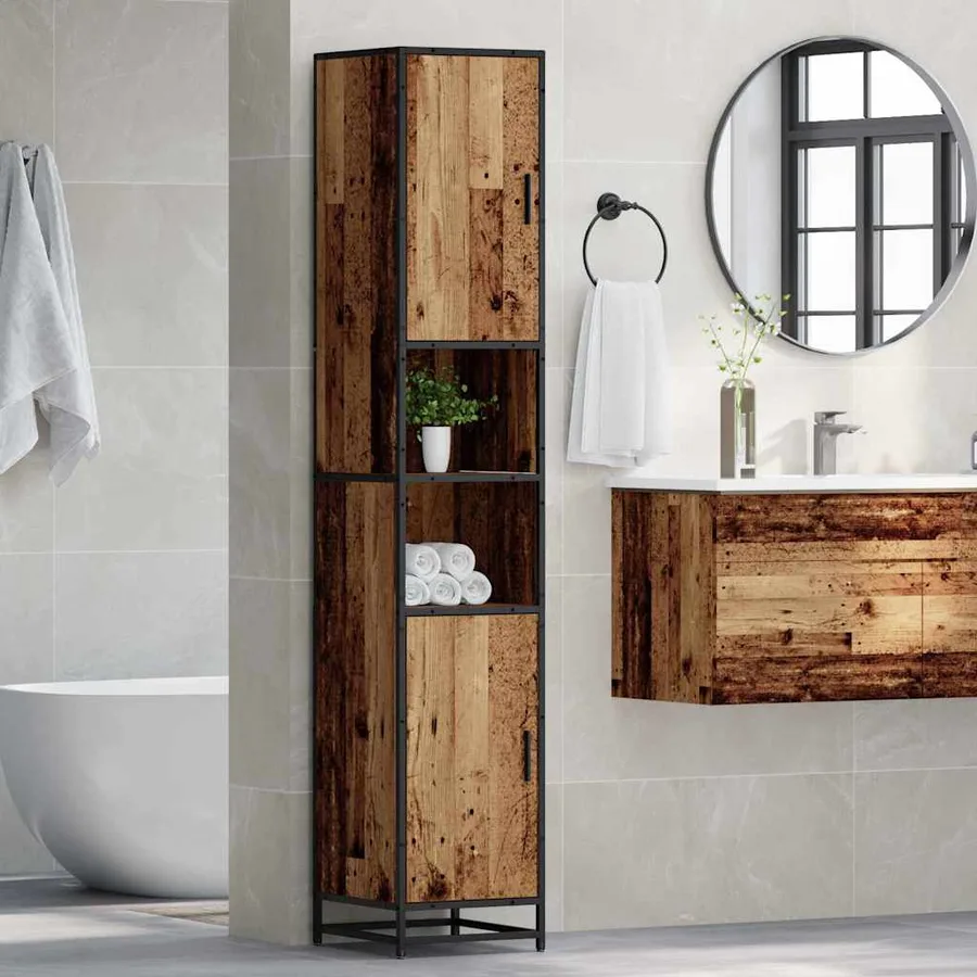 Ensemble de mobilier de salle de bain avec étagère Bois Ancien - 4