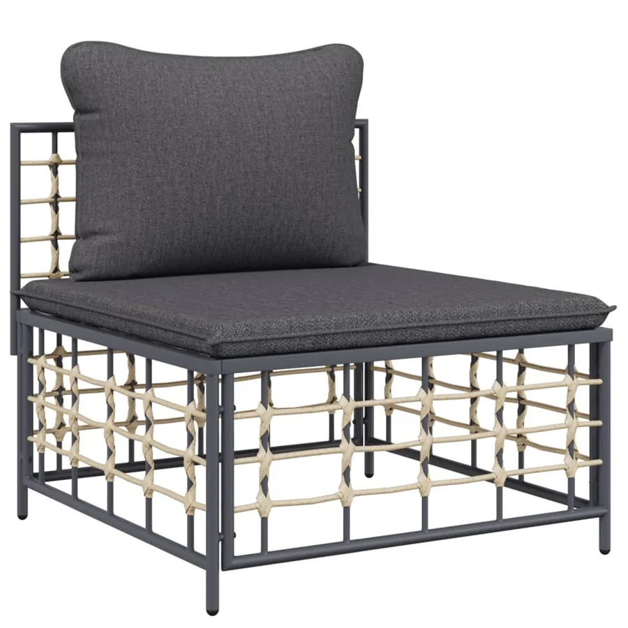 Salon de jardin 5 pcs avec coussins anthracite résine tressée - 5