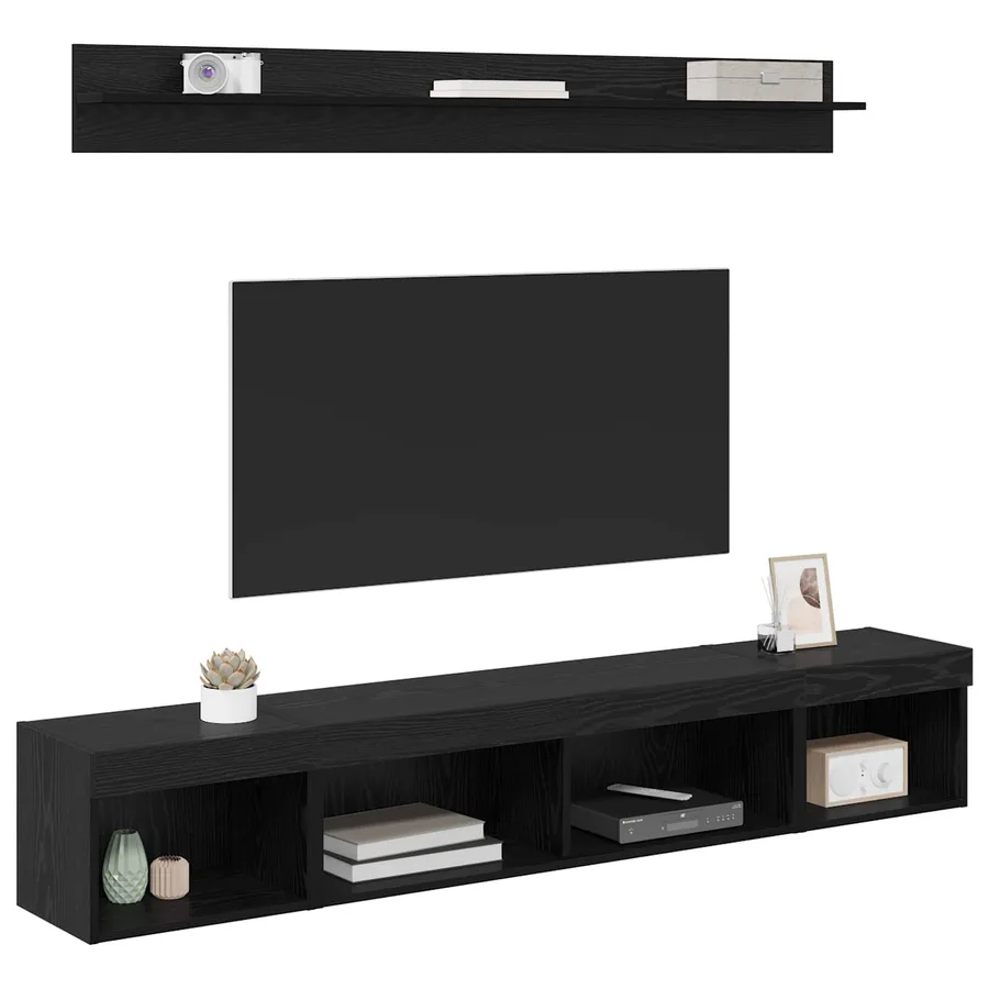 Ensemble de meuble TV mural 5 pcs Chêne noir Bois d'ingénierie - 3