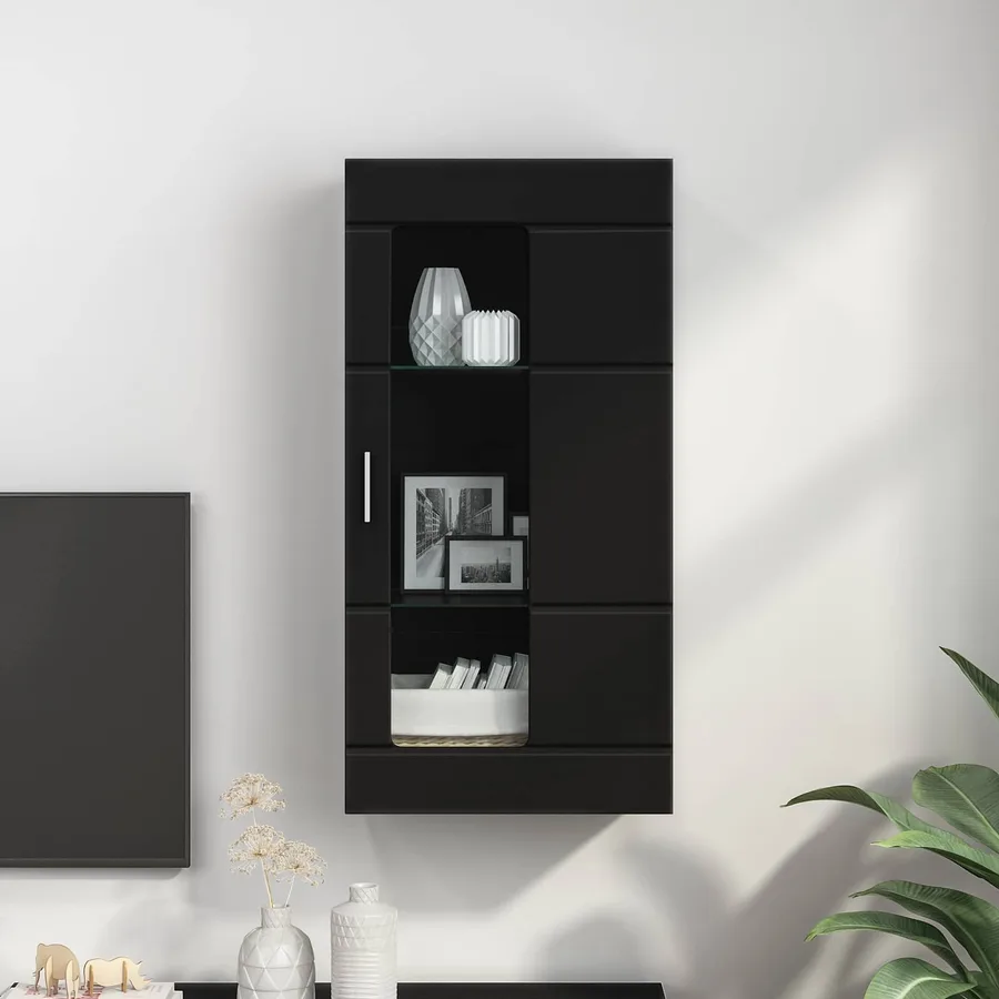 Cabinet en Bois Noir 50 x 29 x 100 cm Bois d'ingénierie - 4