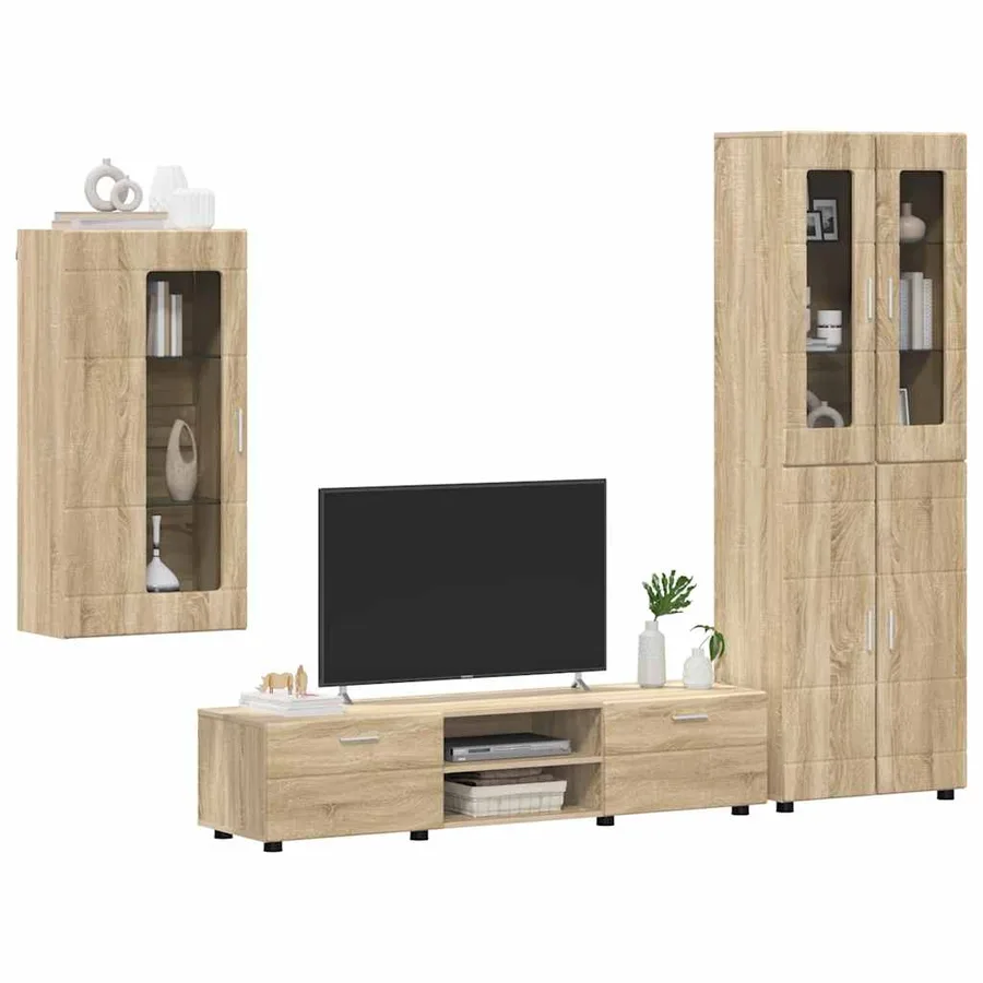 Ensemble meuble TV FLORIN 3 pcs Chêne Sonoma Bois d'ingénierie - 3
