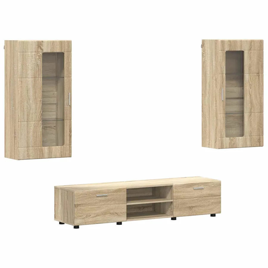 Ensemble meuble TV FLORIN 3 pcs Chêne Sonoma Bois d'ingénierie - 2