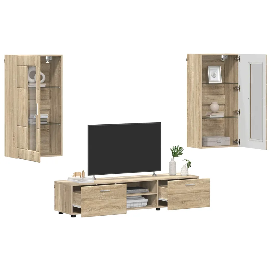 Ensemble meuble TV FLORIN 3 pcs Chêne Sonoma Bois d'ingénierie - 3