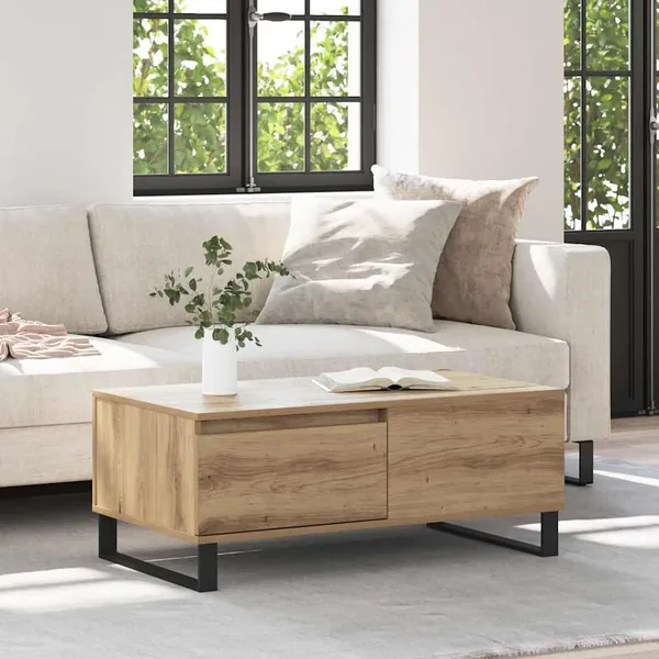 Table basse Chêne artisanal 90 x 50 x 36,5 cm Bois d'ingénierie