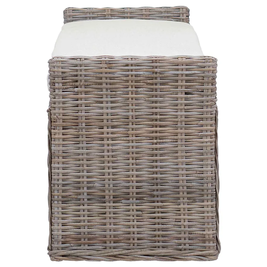 Banc de rangement avec coussin Gris 110 x 40 x 50 cm Rotin - 6