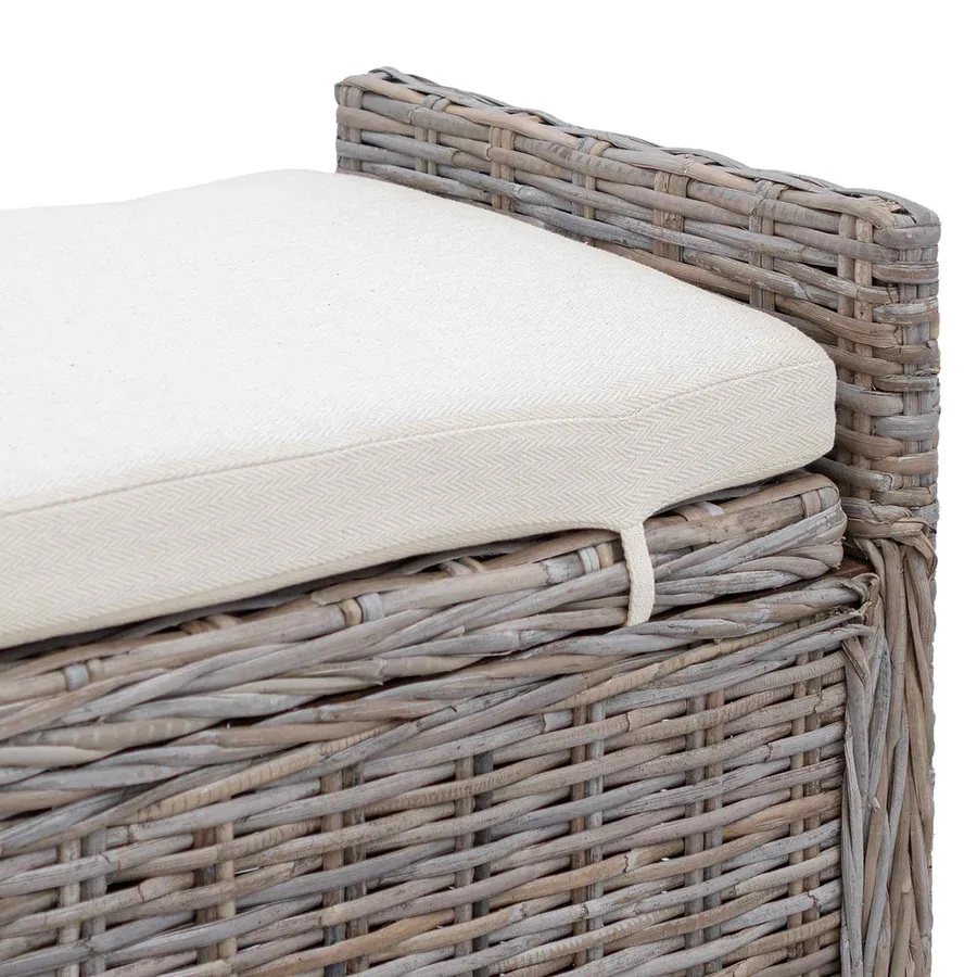Banc de rangement avec coussin Gris 110 x 40 x 50 cm Rotin - 9