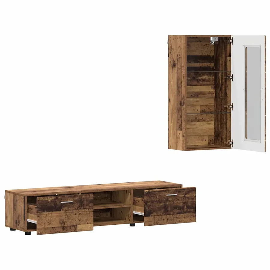 Ensemble meuble TV FLORIN 3 pcs Bois ancien Bois d'ingénierie - 5