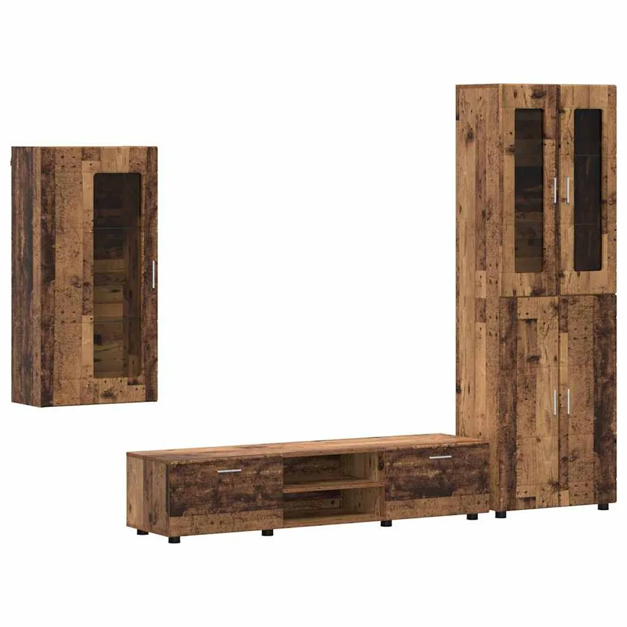 Ensemble meuble TV FLORIN 3 pcs Bois ancien Bois d'ingénierie - 2