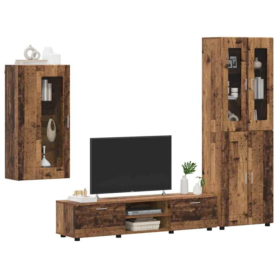 Ensemble meuble TV FLORIN 3 pcs Bois ancien Bois d'ingénierie - 3