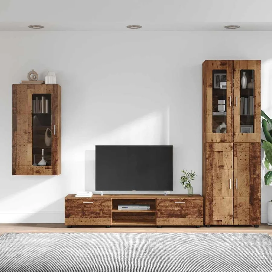 Ensemble meuble TV FLORIN 3 pcs Bois ancien Bois d'ingénierie - 4