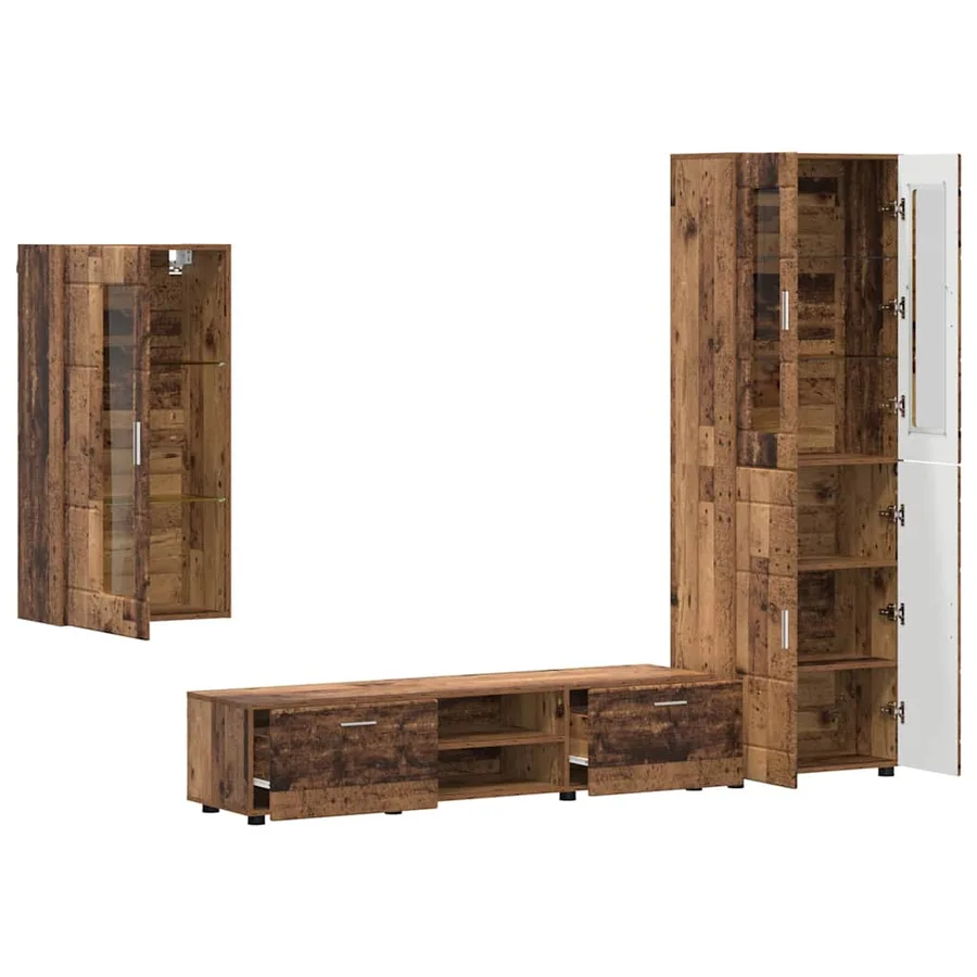 Ensemble meuble TV FLORIN 3 pcs Bois ancien Bois d'ingénierie - 5